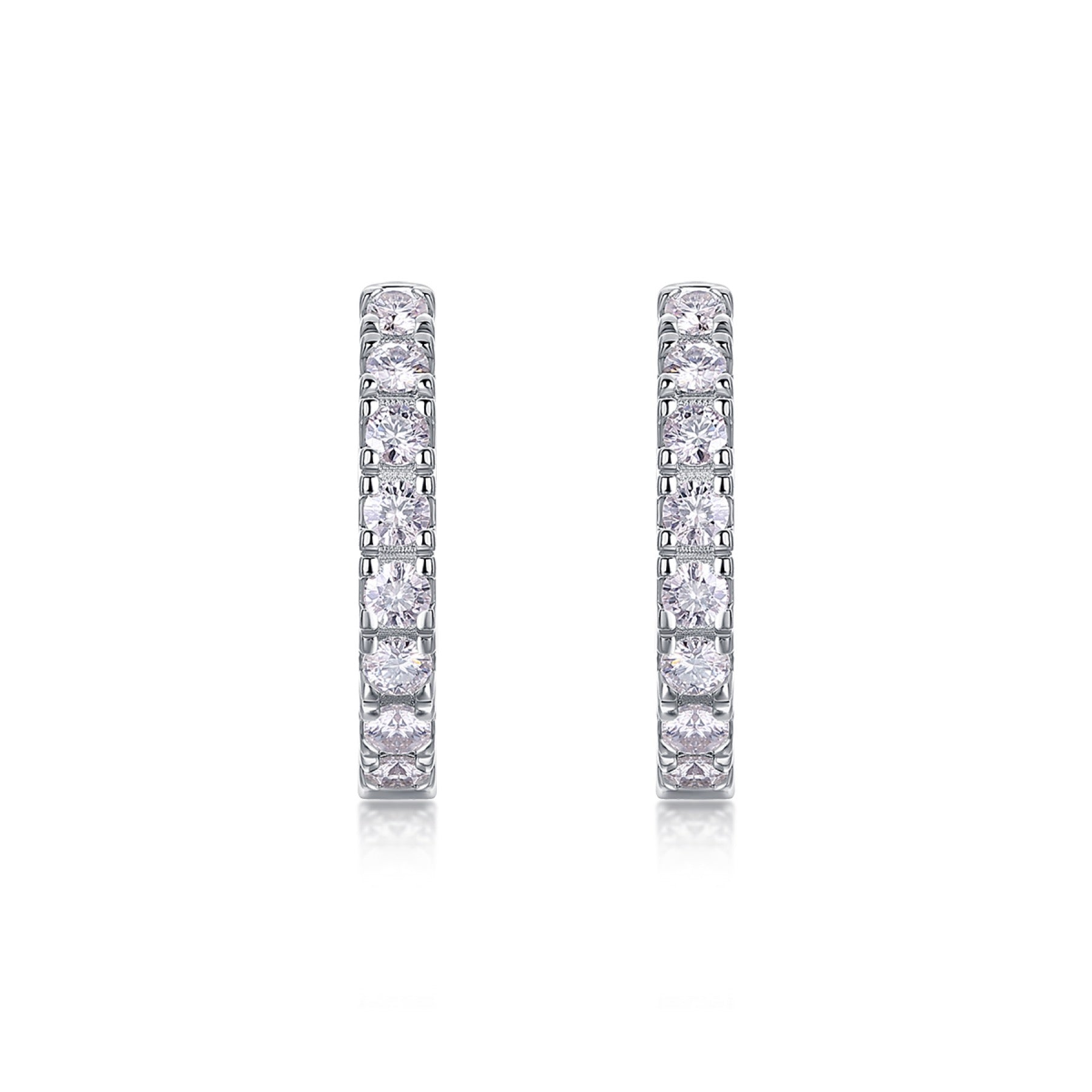 Trace Moissanite Huggie Hoop Earrings in Sterling Silver