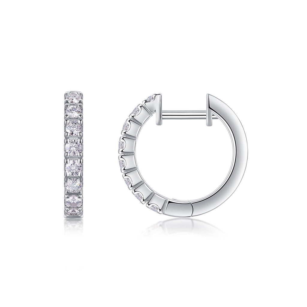 Trace Moissanite Huggie Hoop Earrings in Sterling Silver