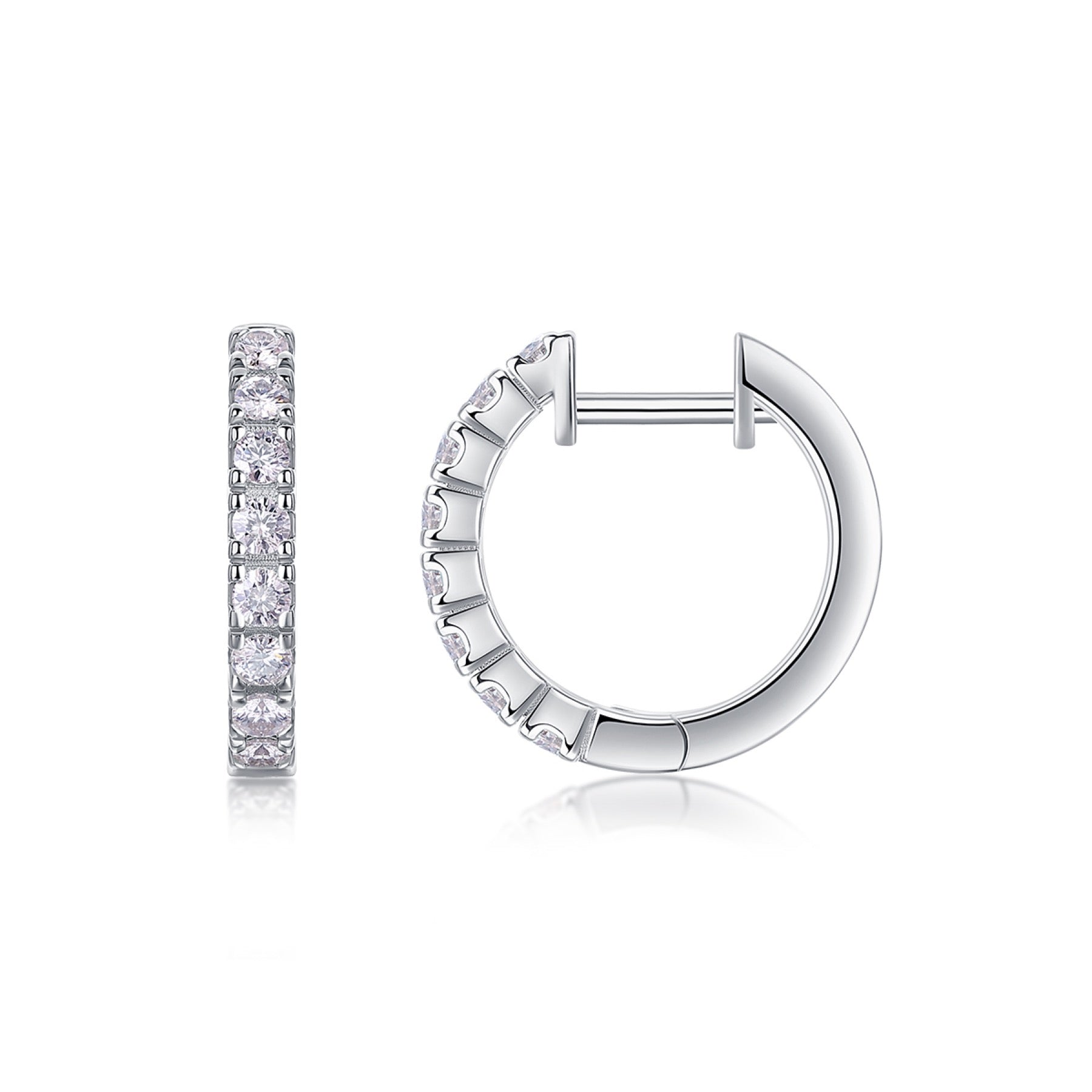 Trace Moissanite Huggie Hoop Earrings in Sterling Silver