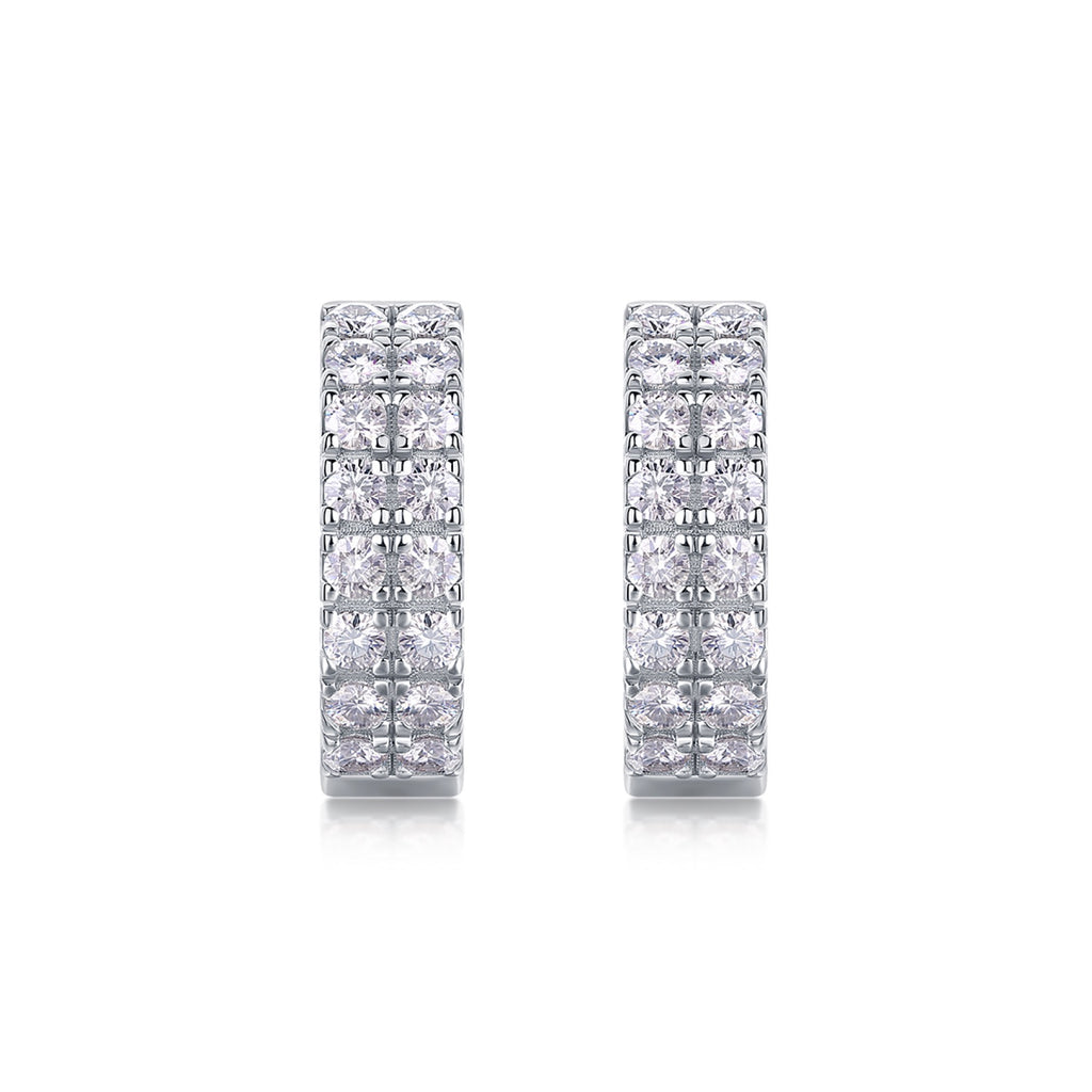 Twinband Moissanite Huggie Hoop Earrings in Sterling Silver