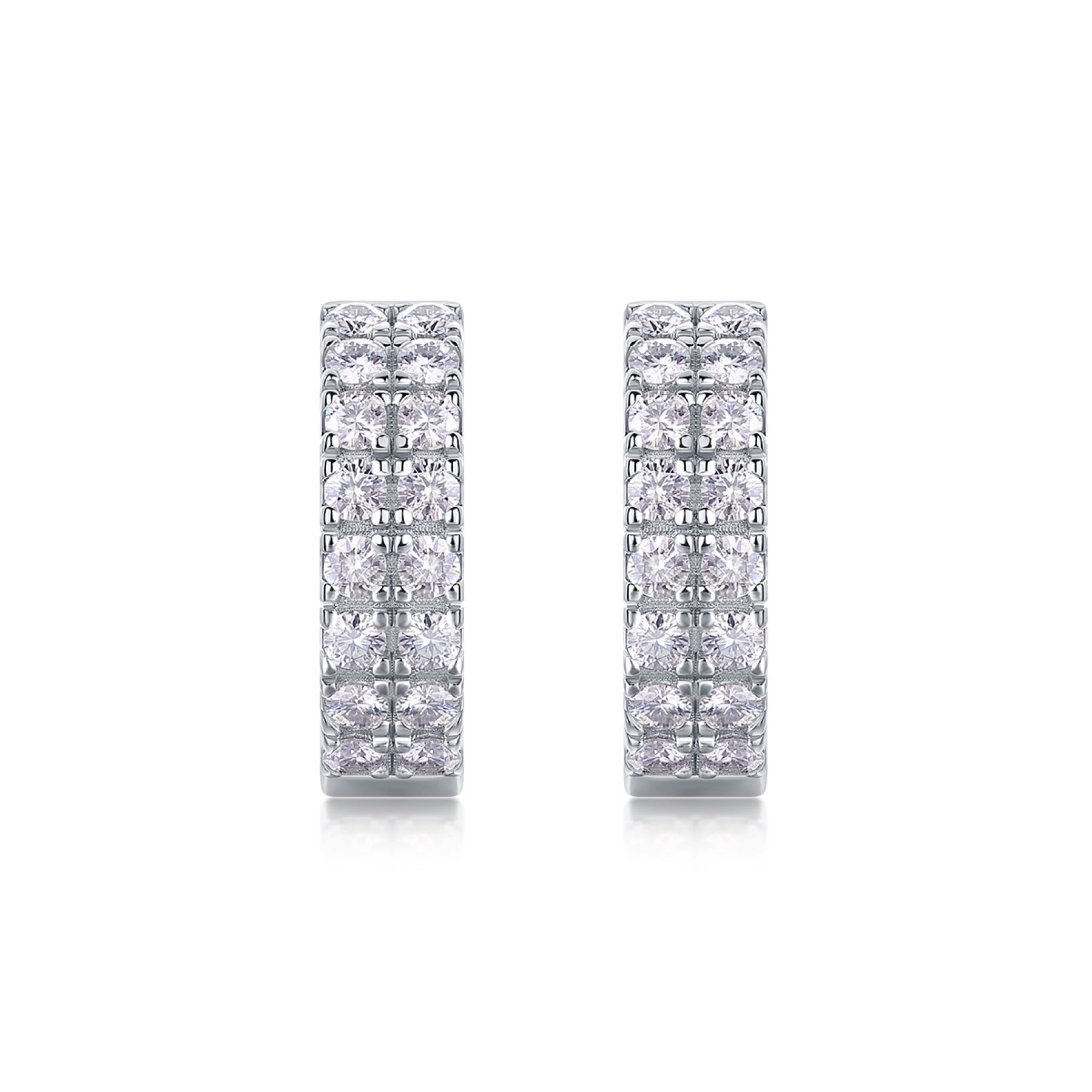 Twinband Moissanite Huggie Hoop Earrings in Sterling Silver