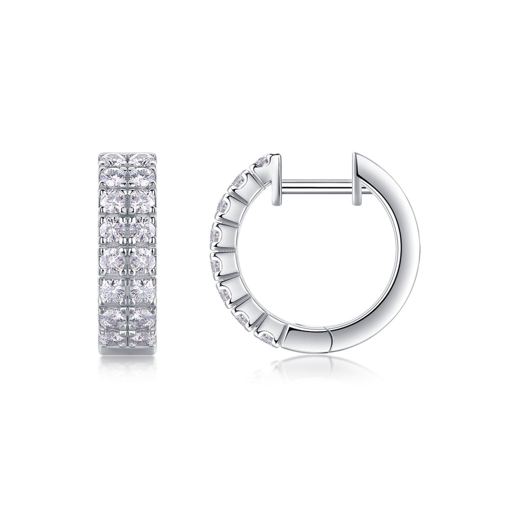 Twinband Moissanite Huggie Hoop Earrings in Sterling Silver