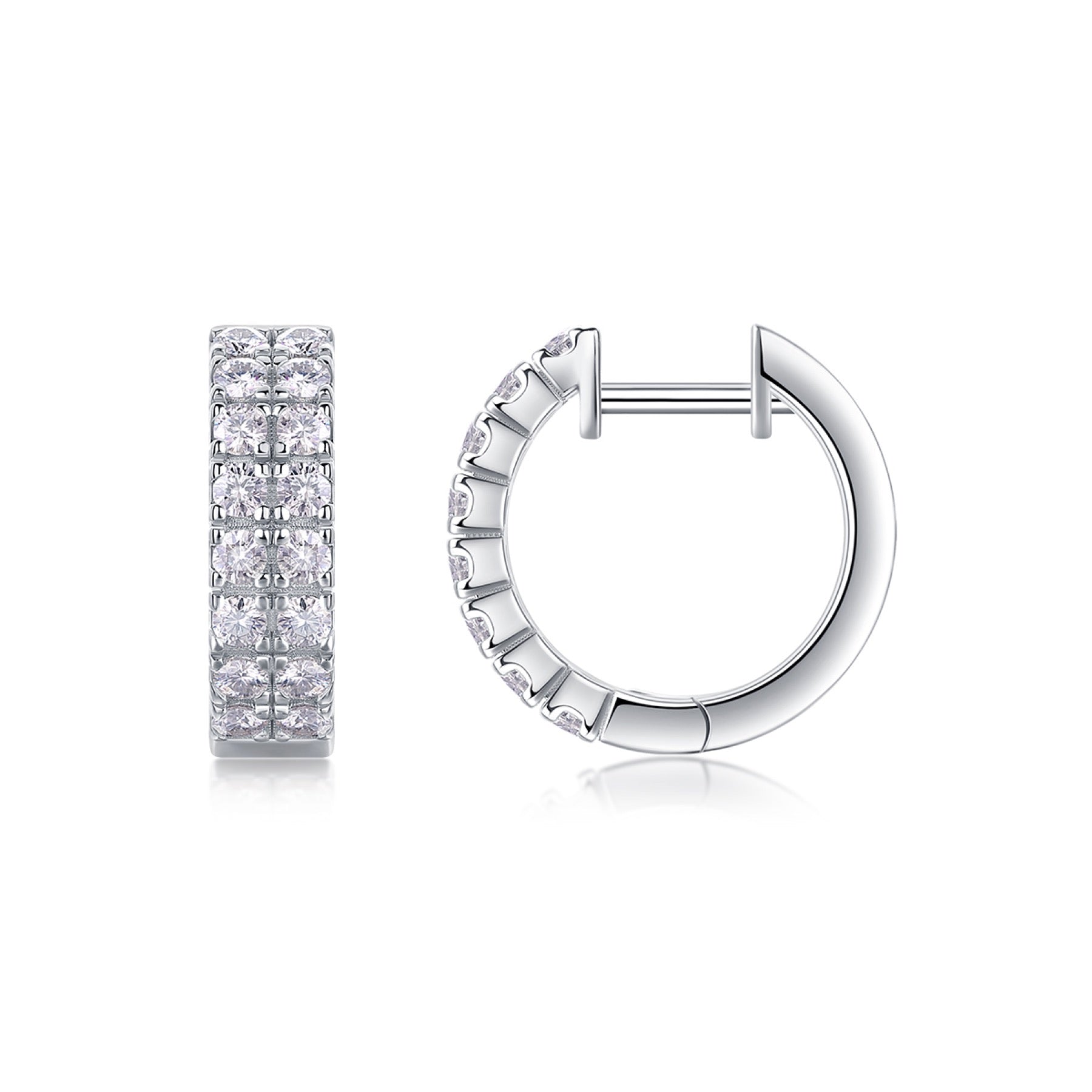 Twinband Moissanite Huggie Hoop Earrings in Sterling Silver