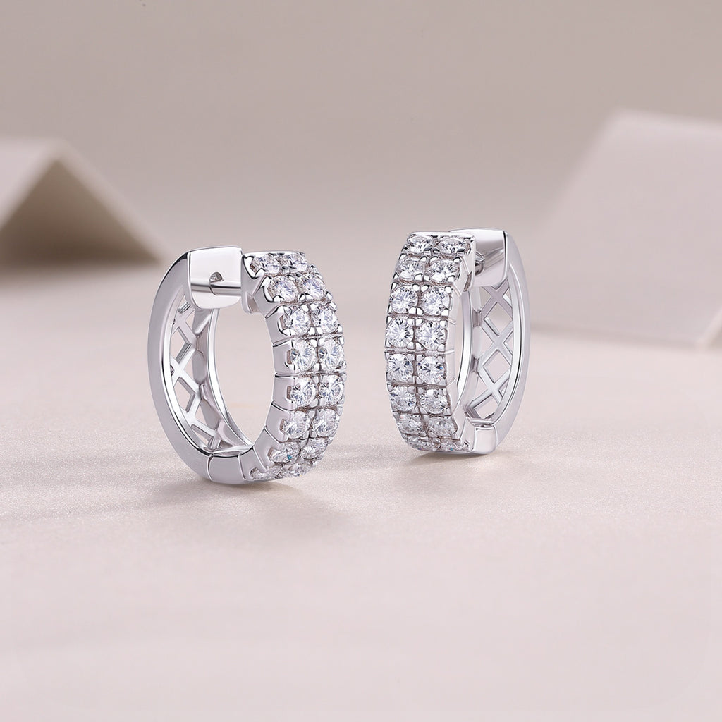 Twinband Moissanite Huggie Hoop Earrings in Sterling Silver