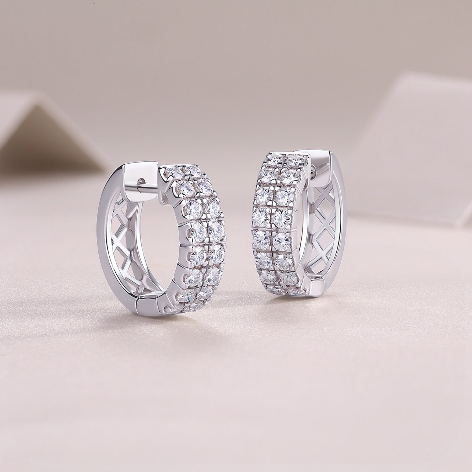 Twinband Moissanite Huggie Hoop Earrings in Sterling Silver