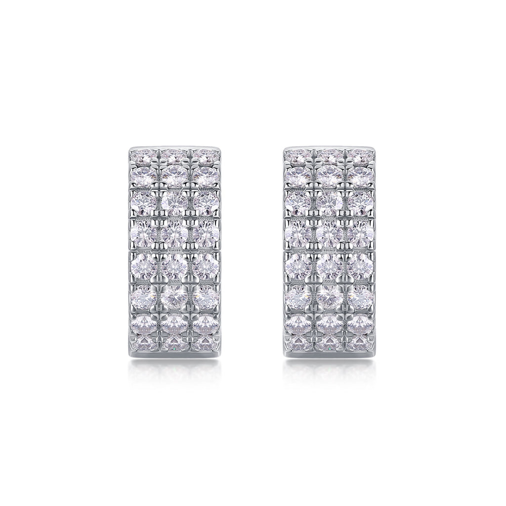 Pendel Moissanite Drop Huggie Hoop Earrings in Sterling Silver