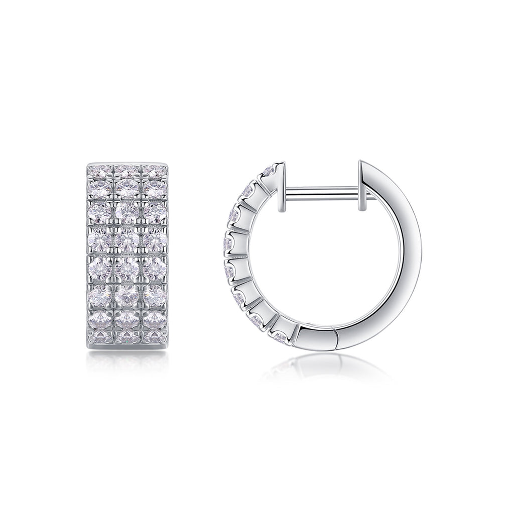 Pendel Moissanite Drop Huggie Hoop Earrings in Sterling Silver