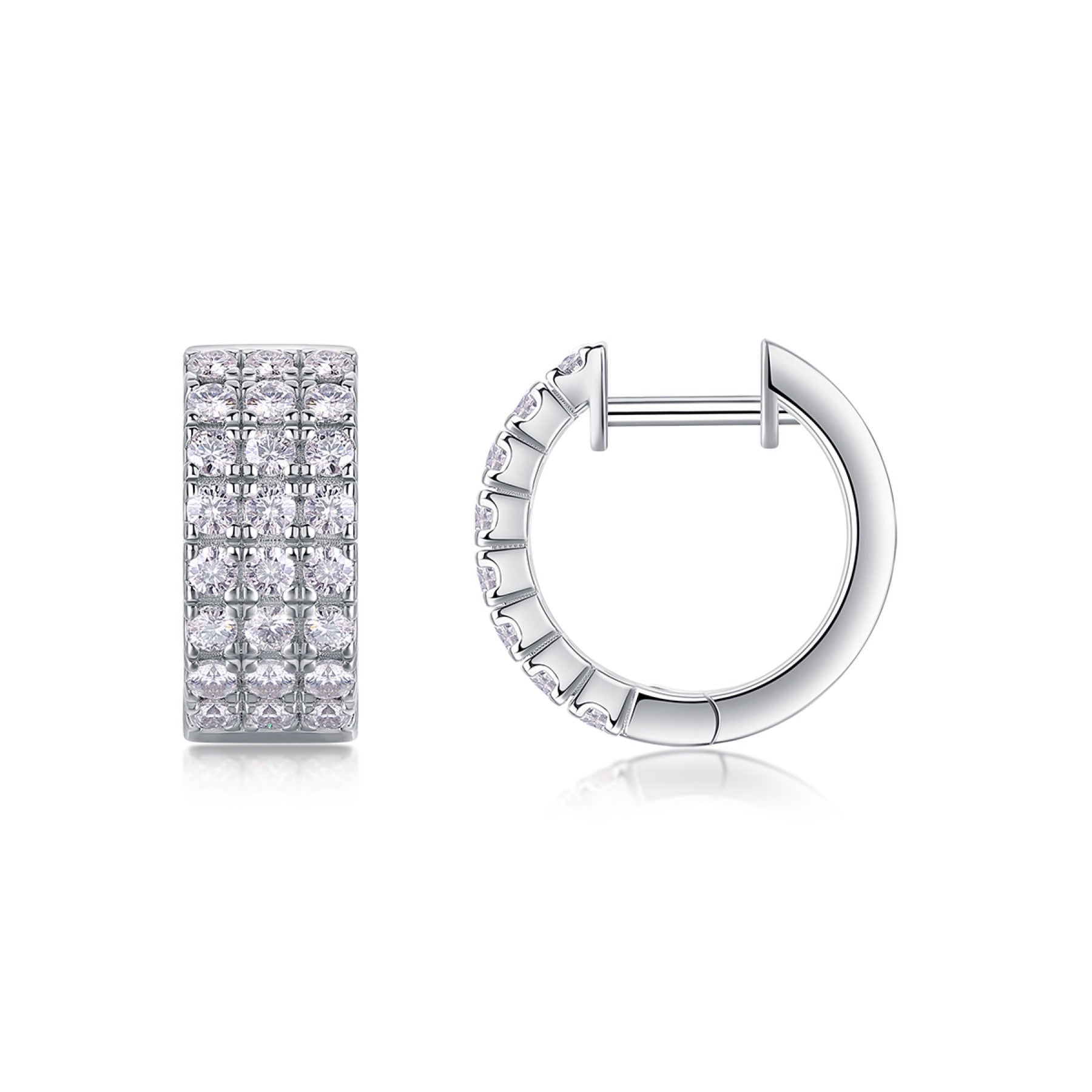 Pendel Moissanite Drop Huggie Hoop Earrings in Sterling Silver