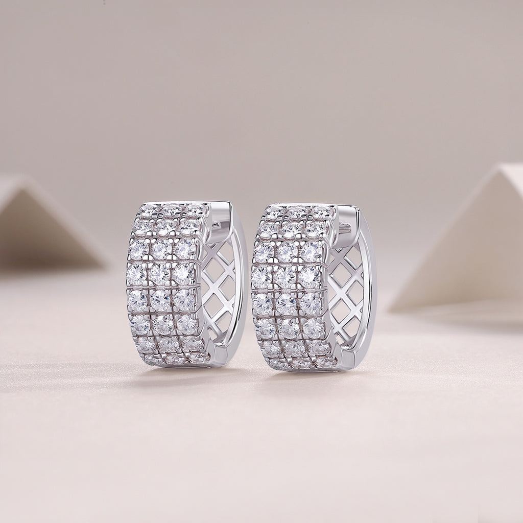 Pendel Moissanite Drop Huggie Hoop Earrings in Sterling Silver