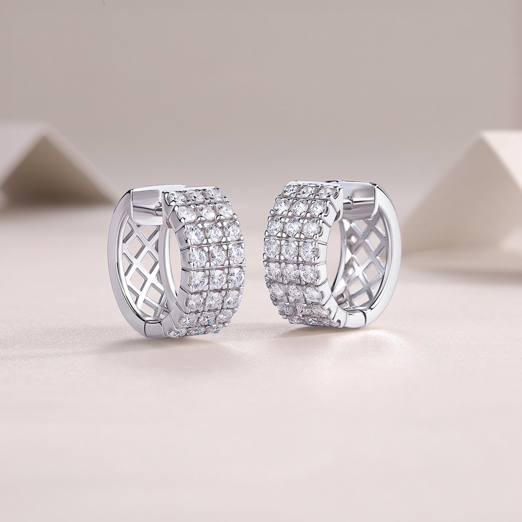 Pendel Moissanite Drop Huggie Hoop Earrings in Sterling Silver