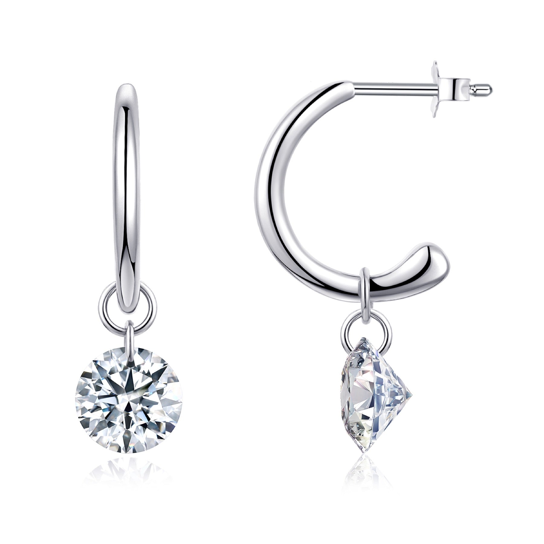 Farfalle 3 Carat Moissanite Butterfly Stud Earrings in Sterling Silver
