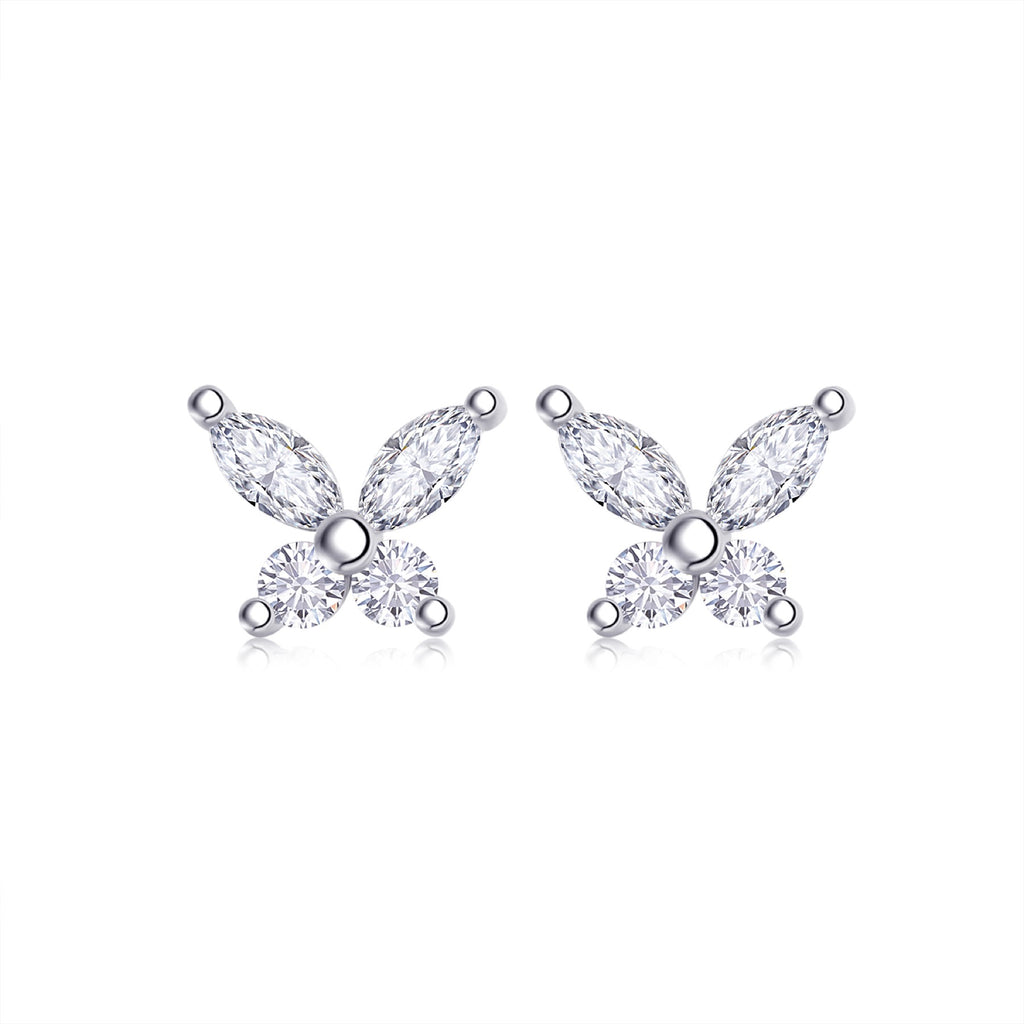 Cloverette Moissanite Cluster Stud Earrings in Sterling Silver