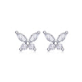 Cloverette Moissanite Cluster Stud Earrings in Sterling Silver