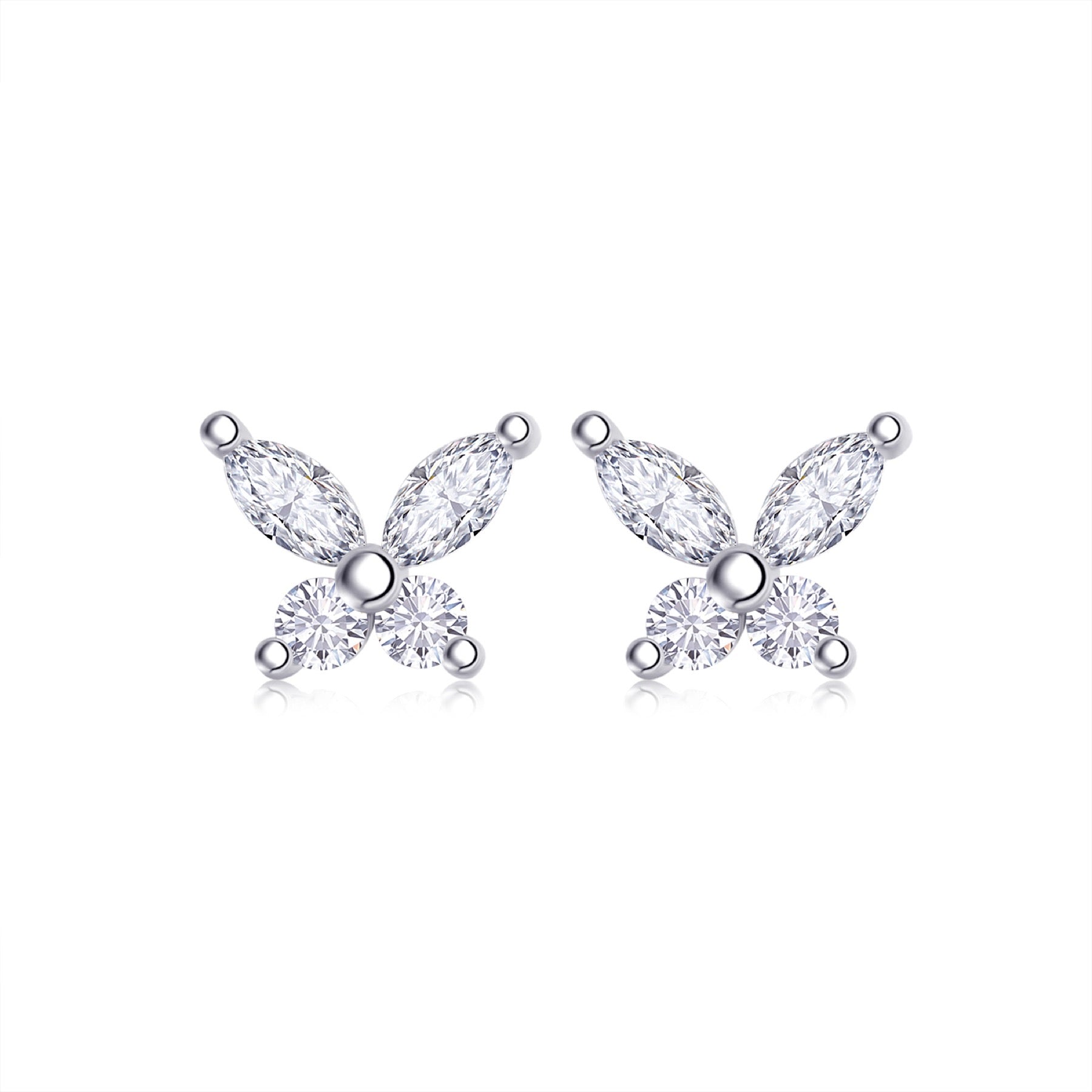 Cloverette Moissanite Cluster Stud Earrings in Sterling Silver