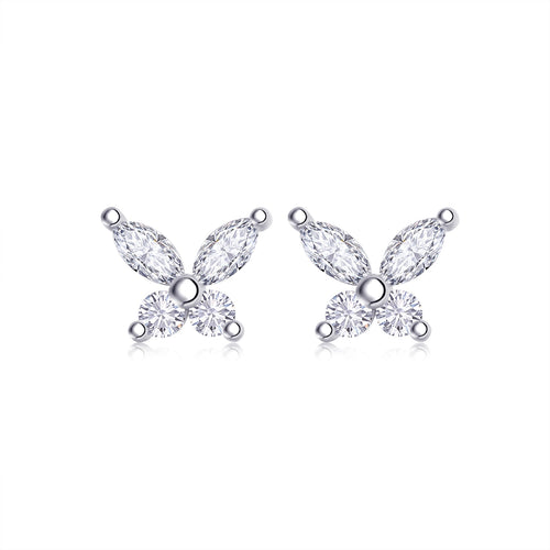 Cloverette Moissanite Cluster Stud Earrings in Sterling Silver