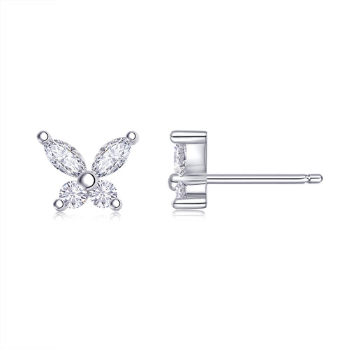 Cloverette Moissanite Cluster Stud Earrings in Sterling Silver