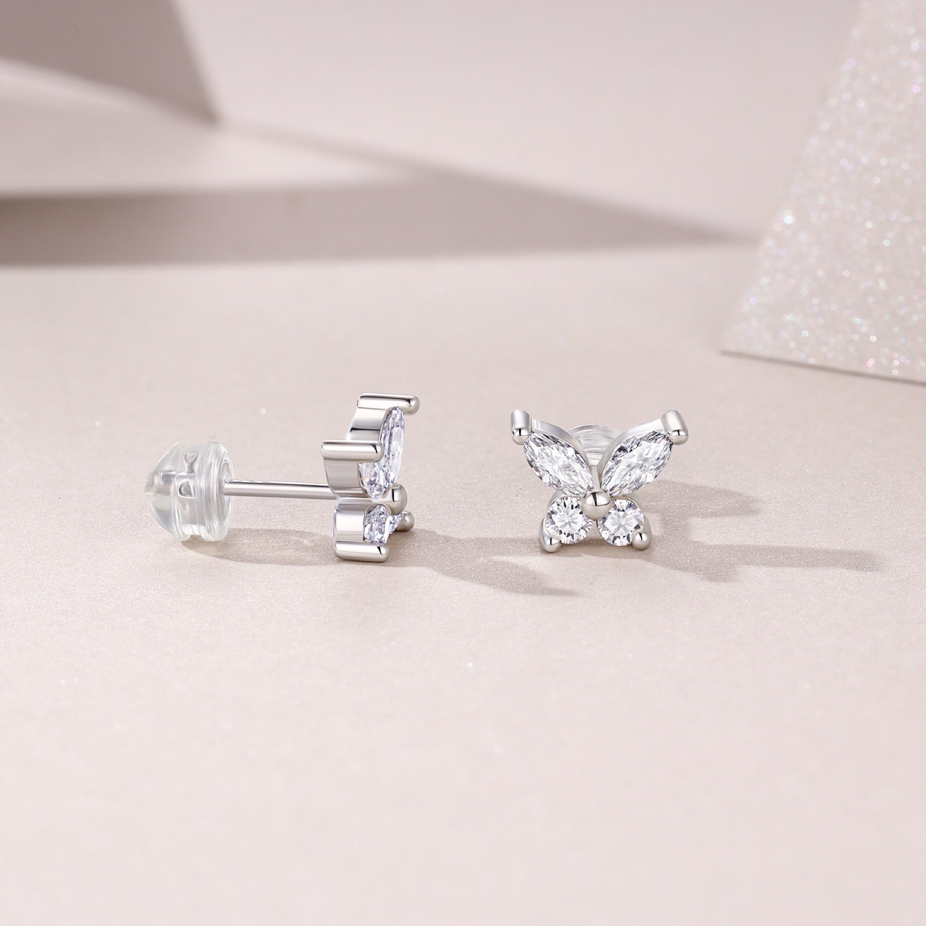Cloverette Moissanite Cluster Stud Earrings in Sterling Silver