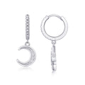 Astoria Moissanite Moon and Star Drop Earrings in Sterling Silver