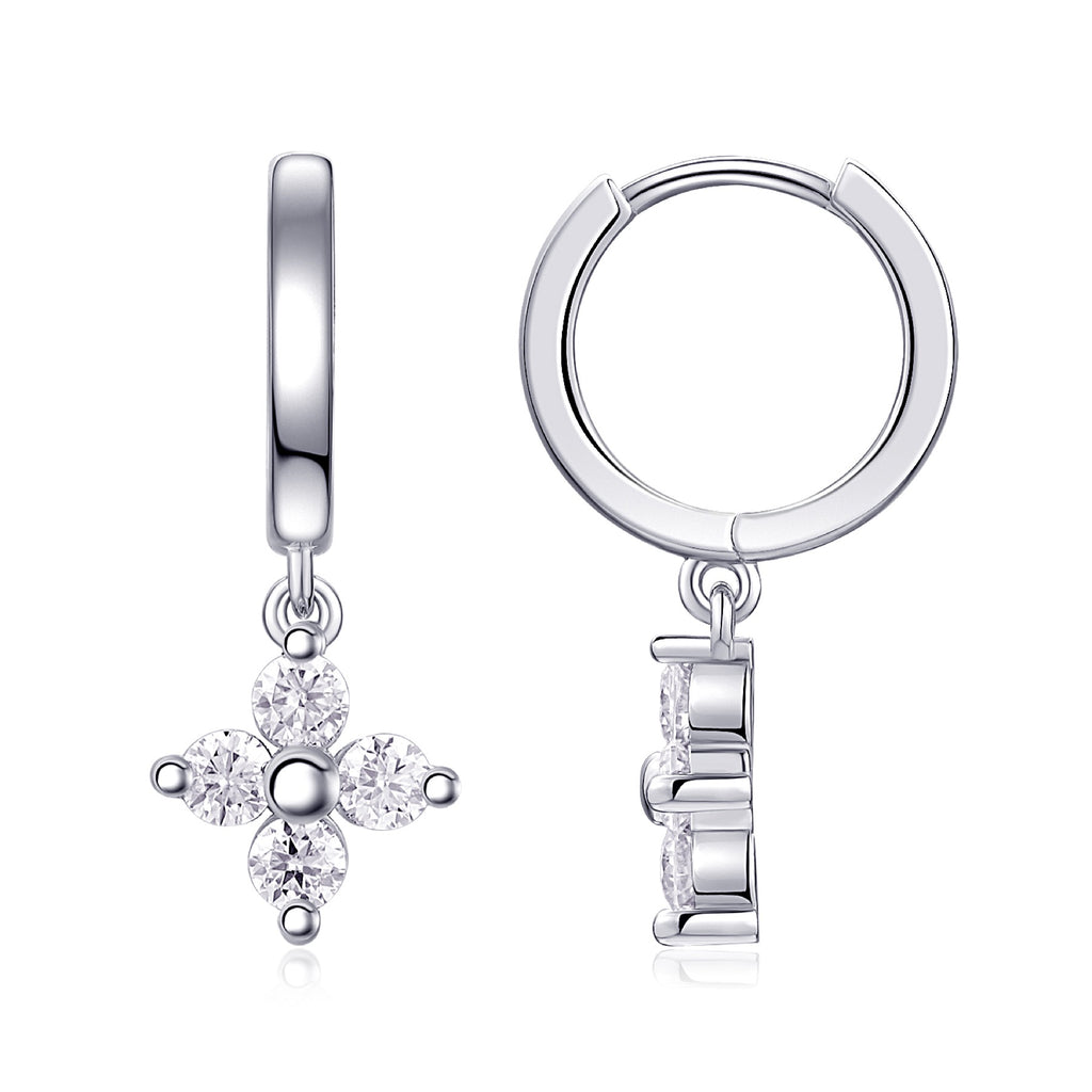 Crux Moissanite Cross Stud Earrings in Sterling Silver