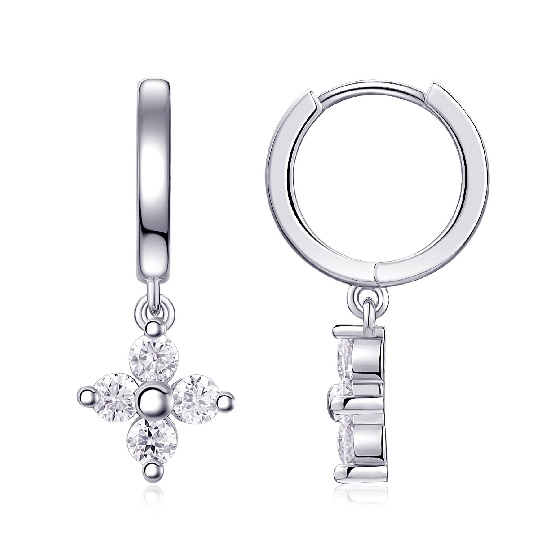 Crux Moissanite Cross Stud Earrings in Sterling Silver