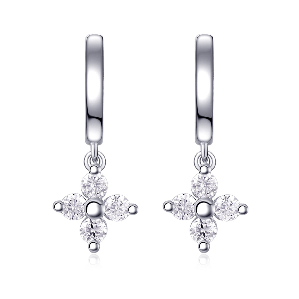 Crux Moissanite Cross Stud Earrings in Sterling Silver