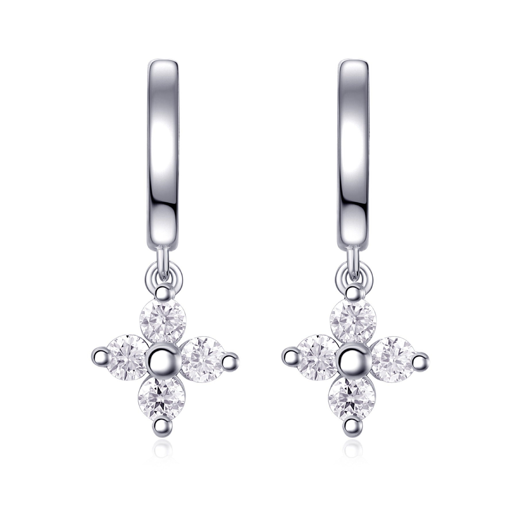Crux Moissanite Cross Stud Earrings in Sterling Silver