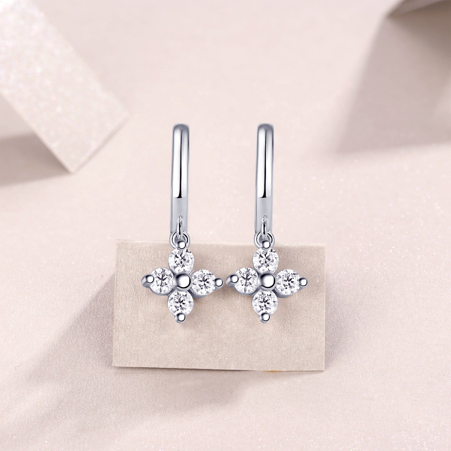 Crux Moissanite Cross Stud Earrings in Sterling Silver