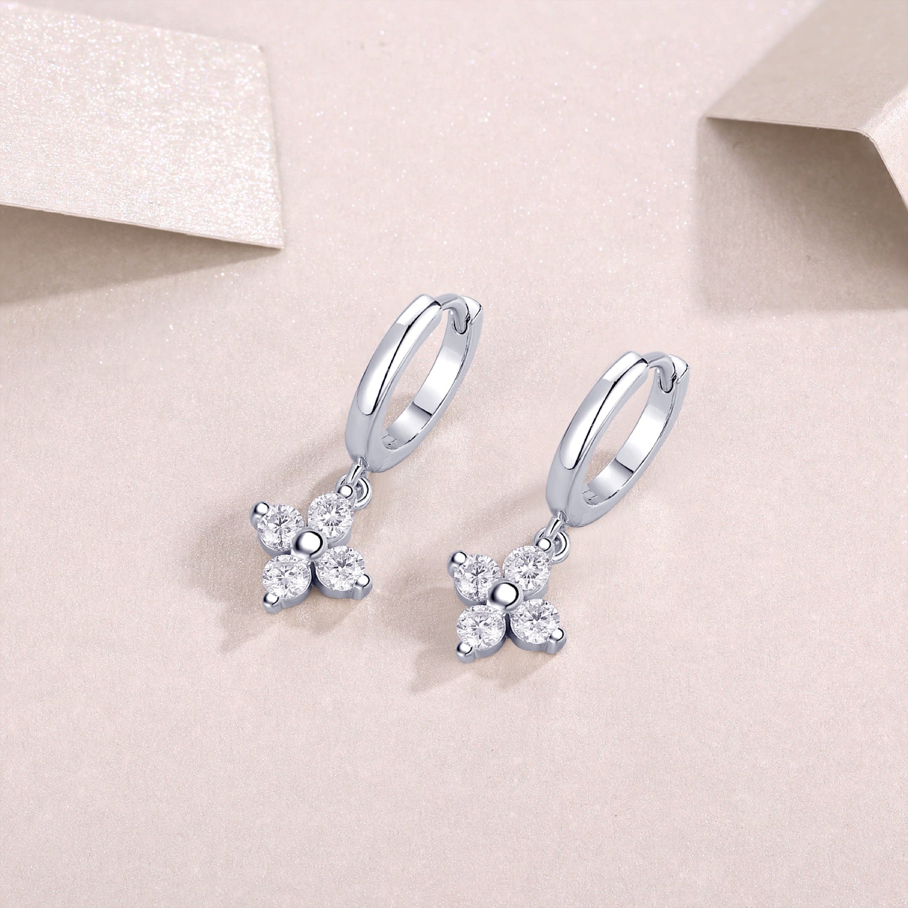 Crux Moissanite Cross Stud Earrings in Sterling Silver