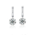 Dangle Moissanite Drop Huggie Hoop Earrings in Sterling Silver