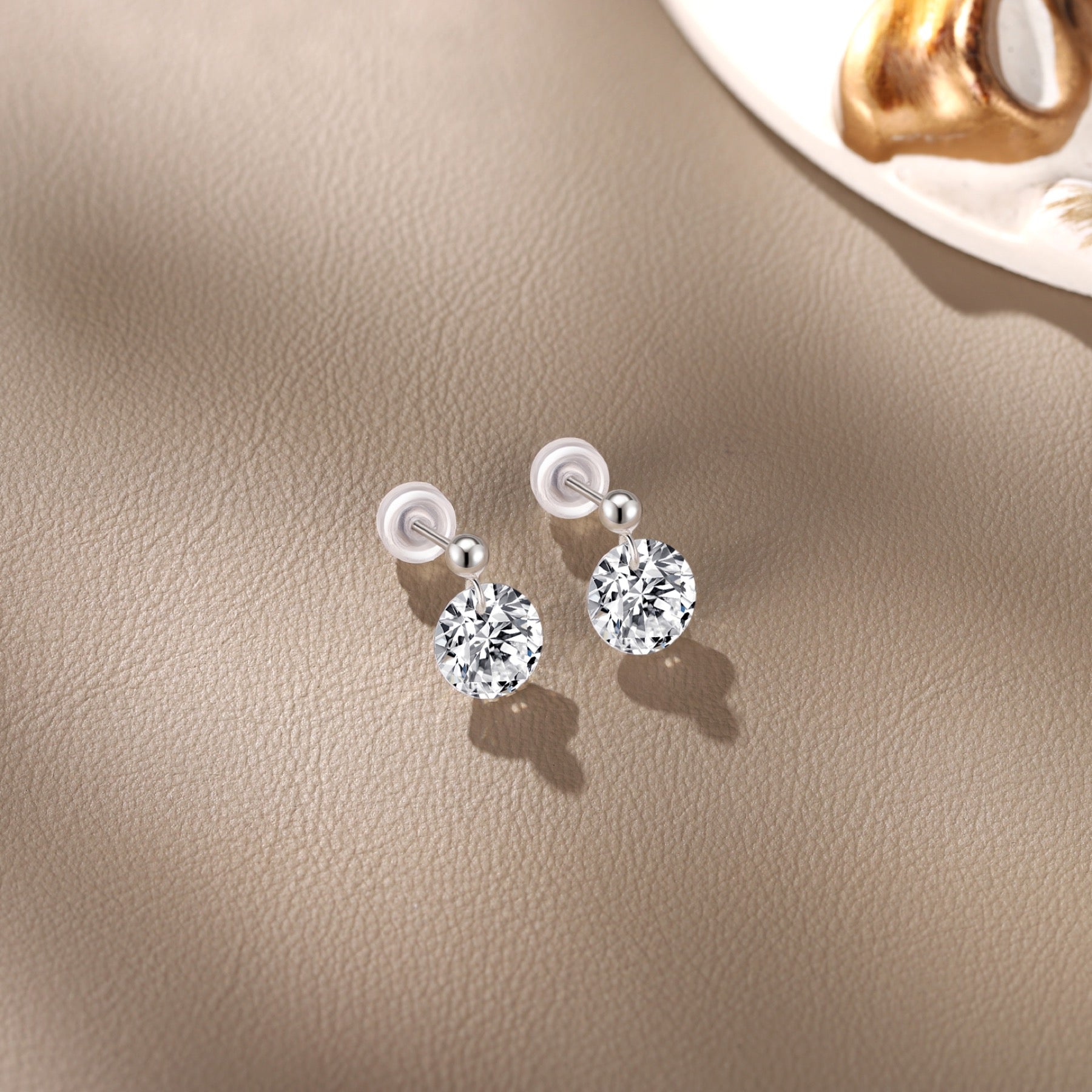 Orb Moissanite Stud Earrings in Sterling Silver