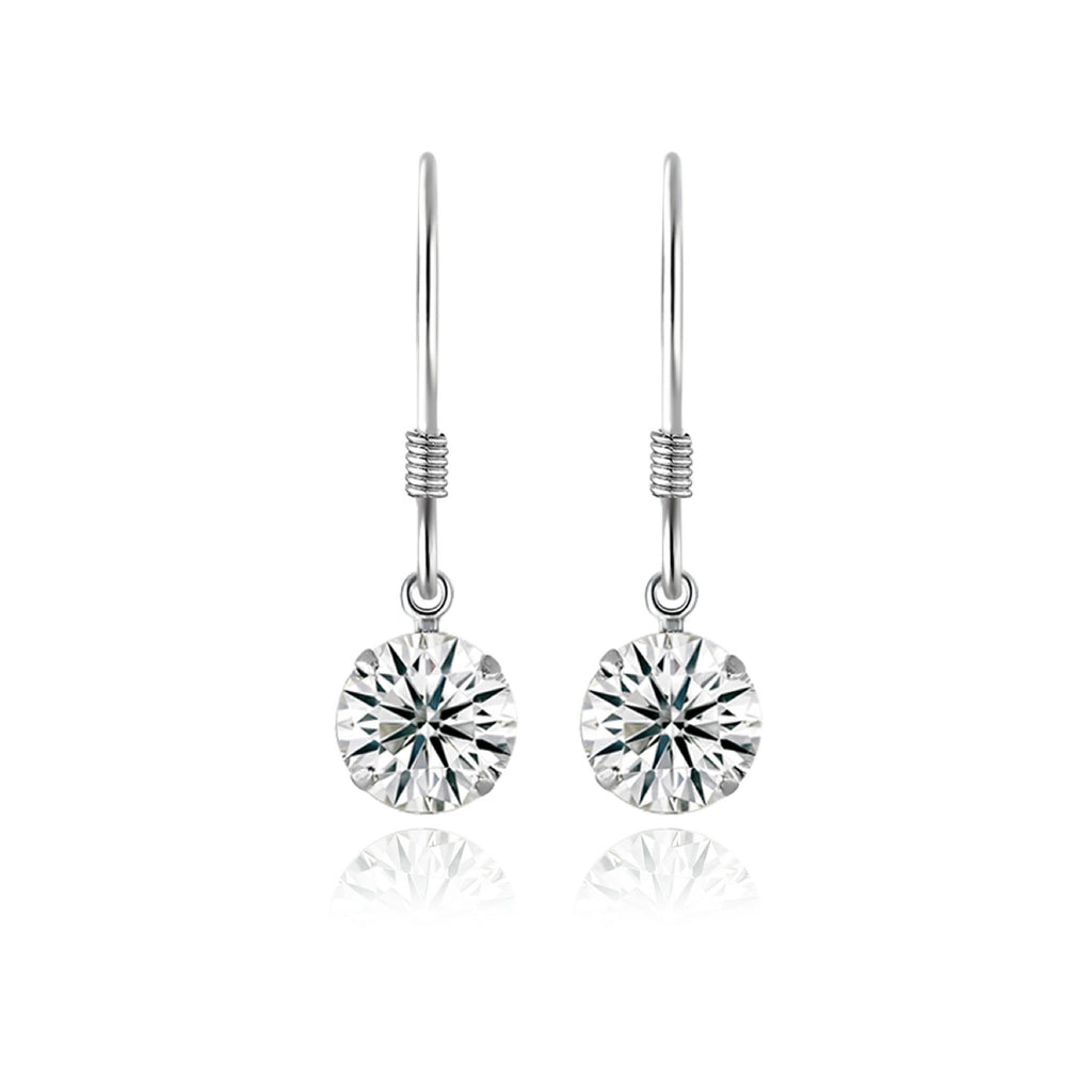 Purely Moissanite Solitaire Drop Earrings in Sterling Silver