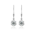 Purely Moissanite Solitaire Drop Earrings in Sterling Silver