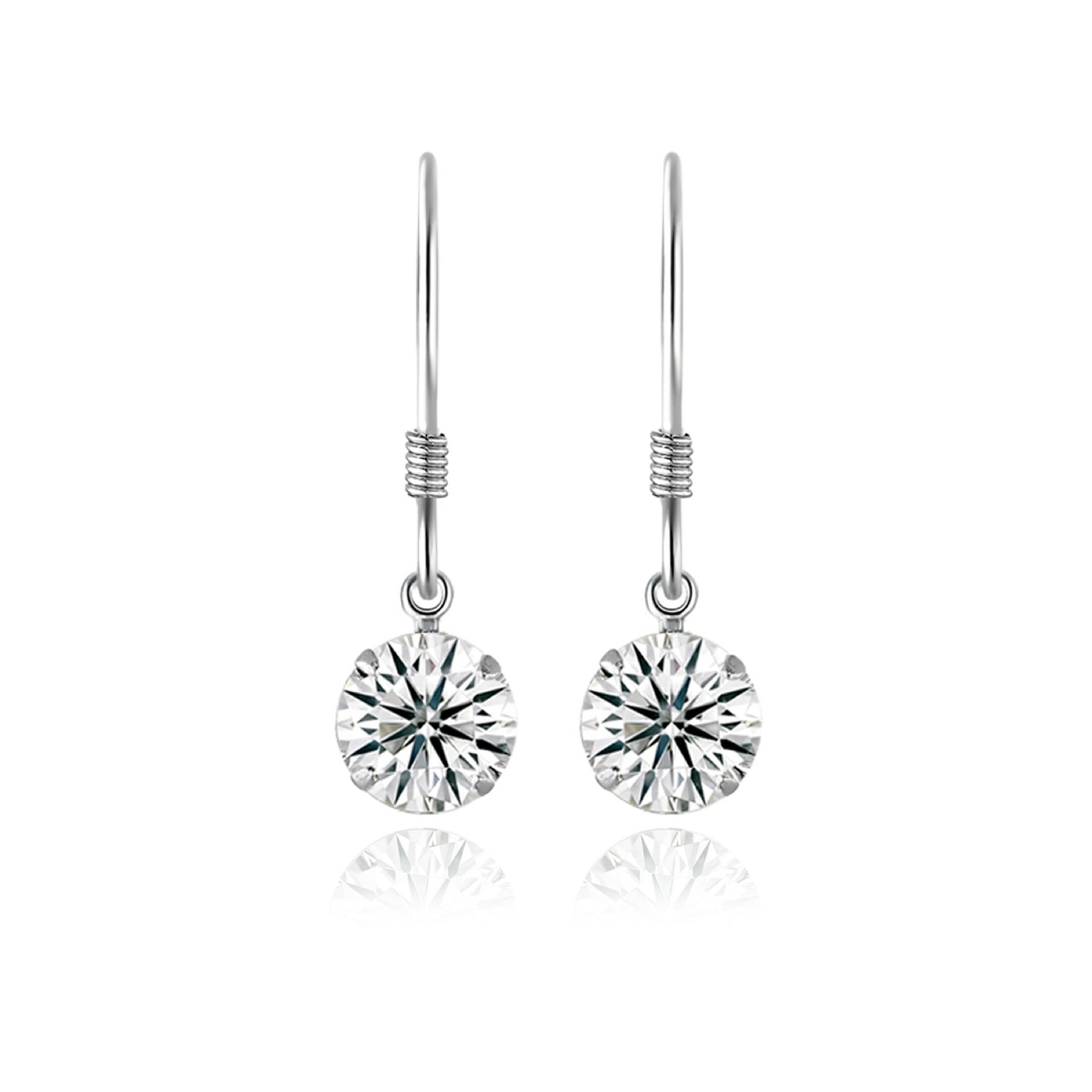Purely Moissanite Solitaire Drop Earrings in Sterling Silver