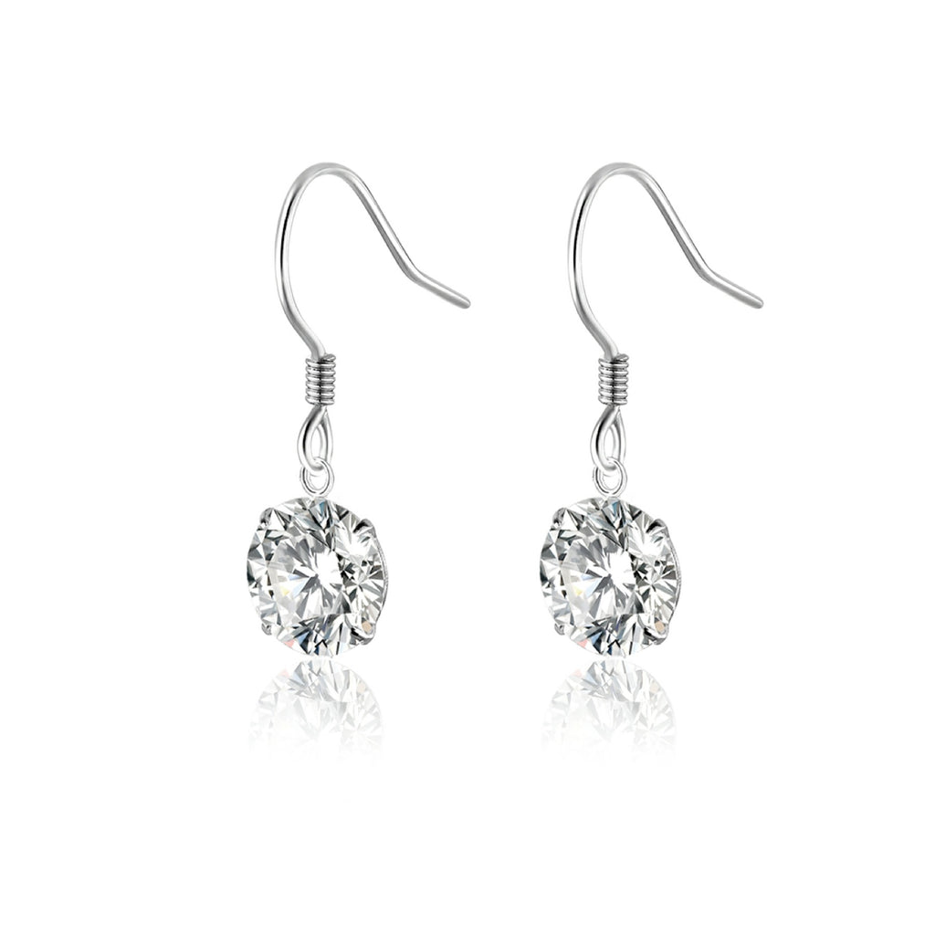 Purely Moissanite Solitaire Drop Earrings in Sterling Silver