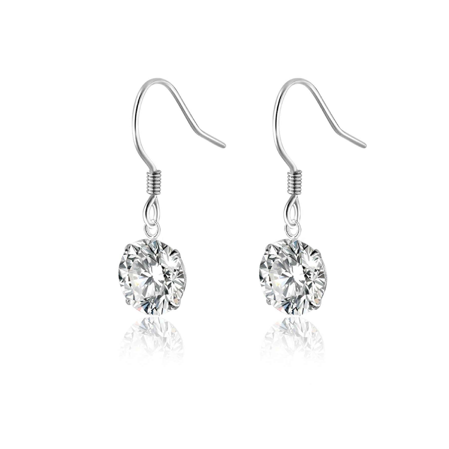 Purely Moissanite Solitaire Drop Earrings in Sterling Silver