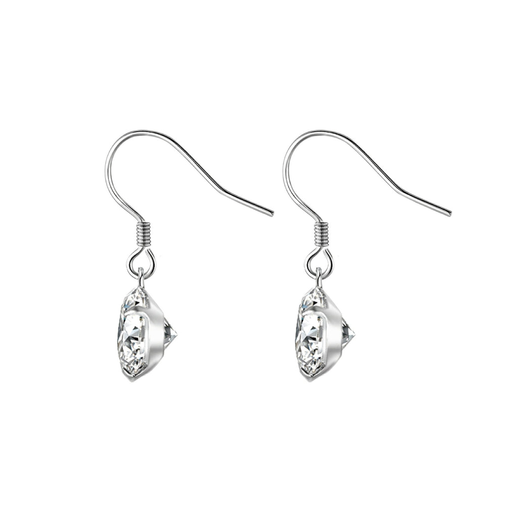 Purely Moissanite Solitaire Drop Earrings in Sterling Silver