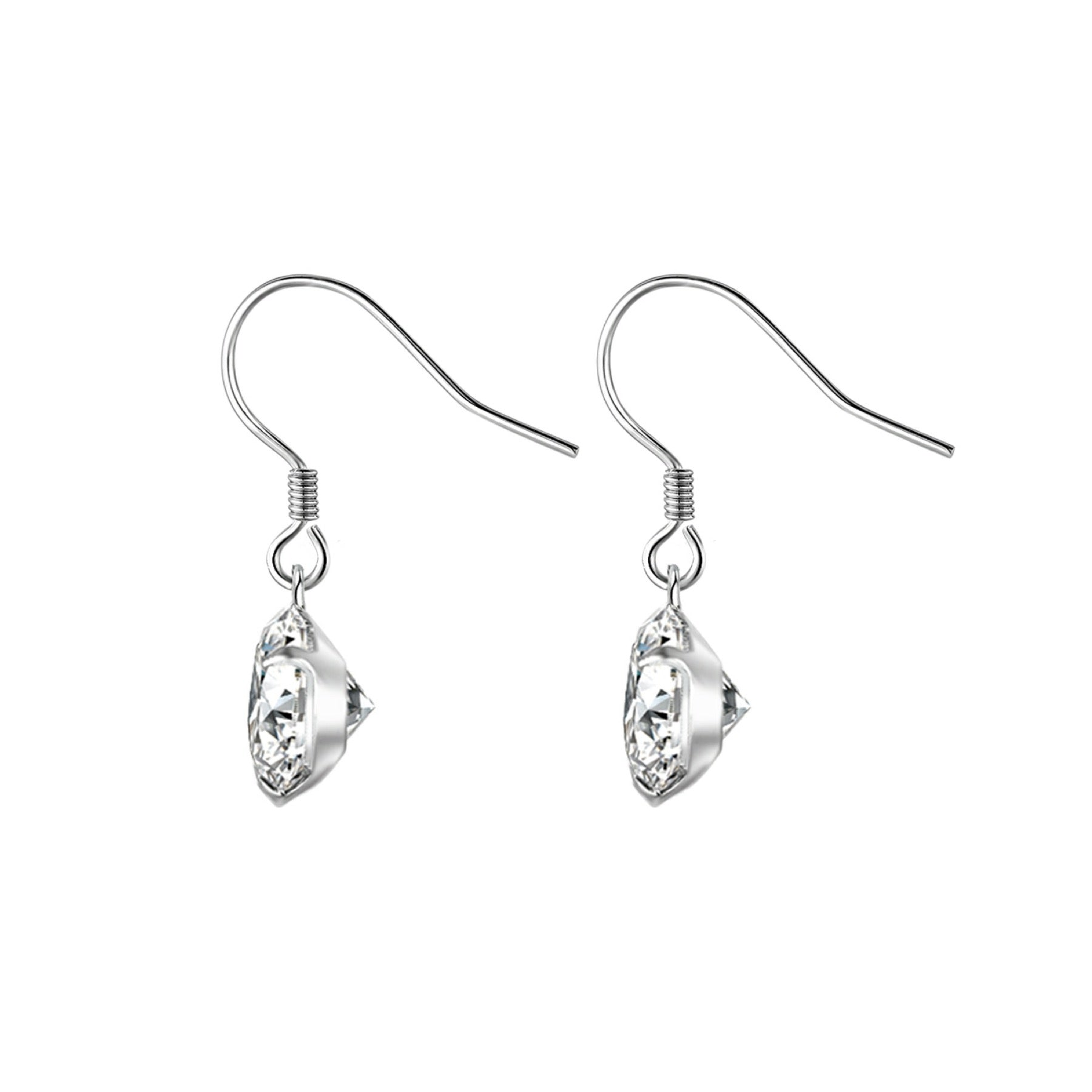 Purely Moissanite Solitaire Drop Earrings in Sterling Silver