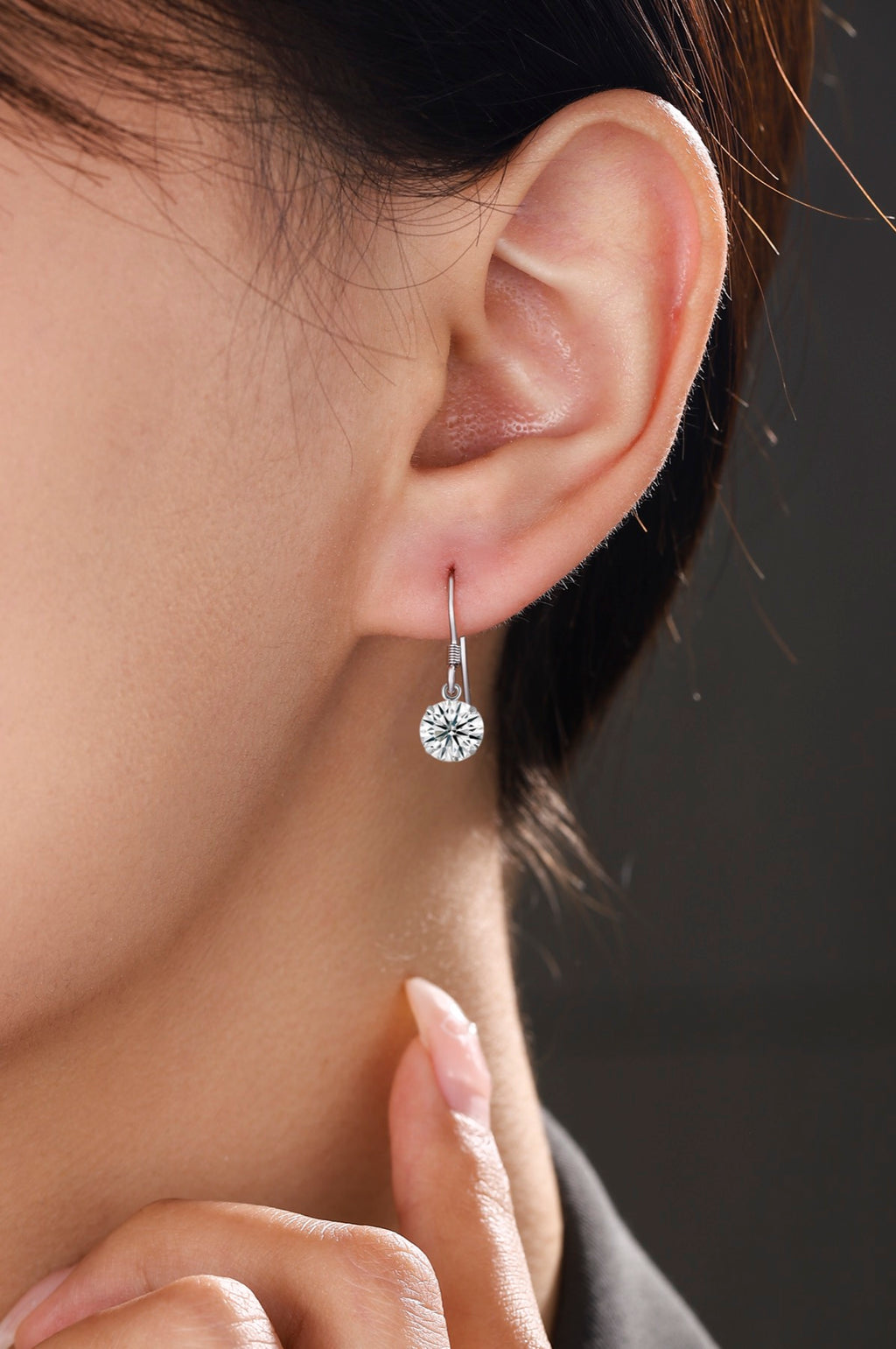 Purely Moissanite Solitaire Drop Earrings in Sterling Silver