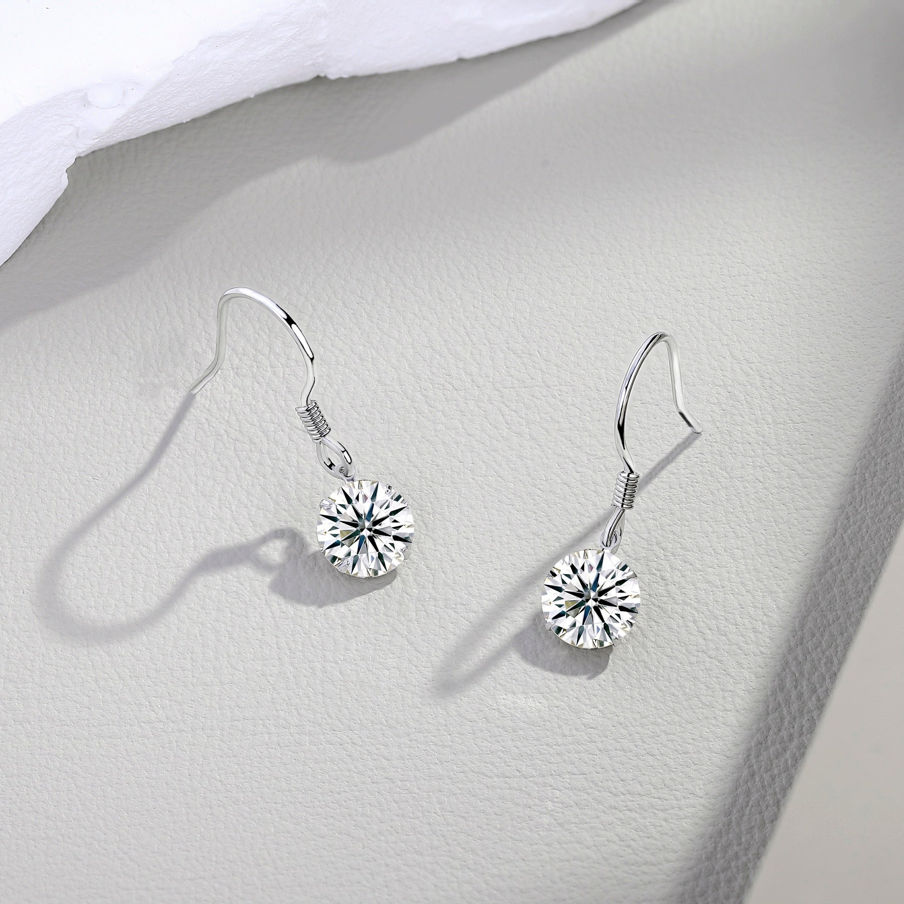 Purely Moissanite Solitaire Drop Earrings in Sterling Silver