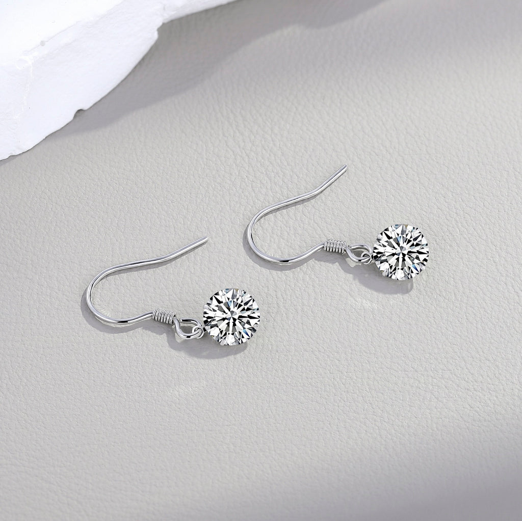 Purely Moissanite Solitaire Drop Earrings in Sterling Silver