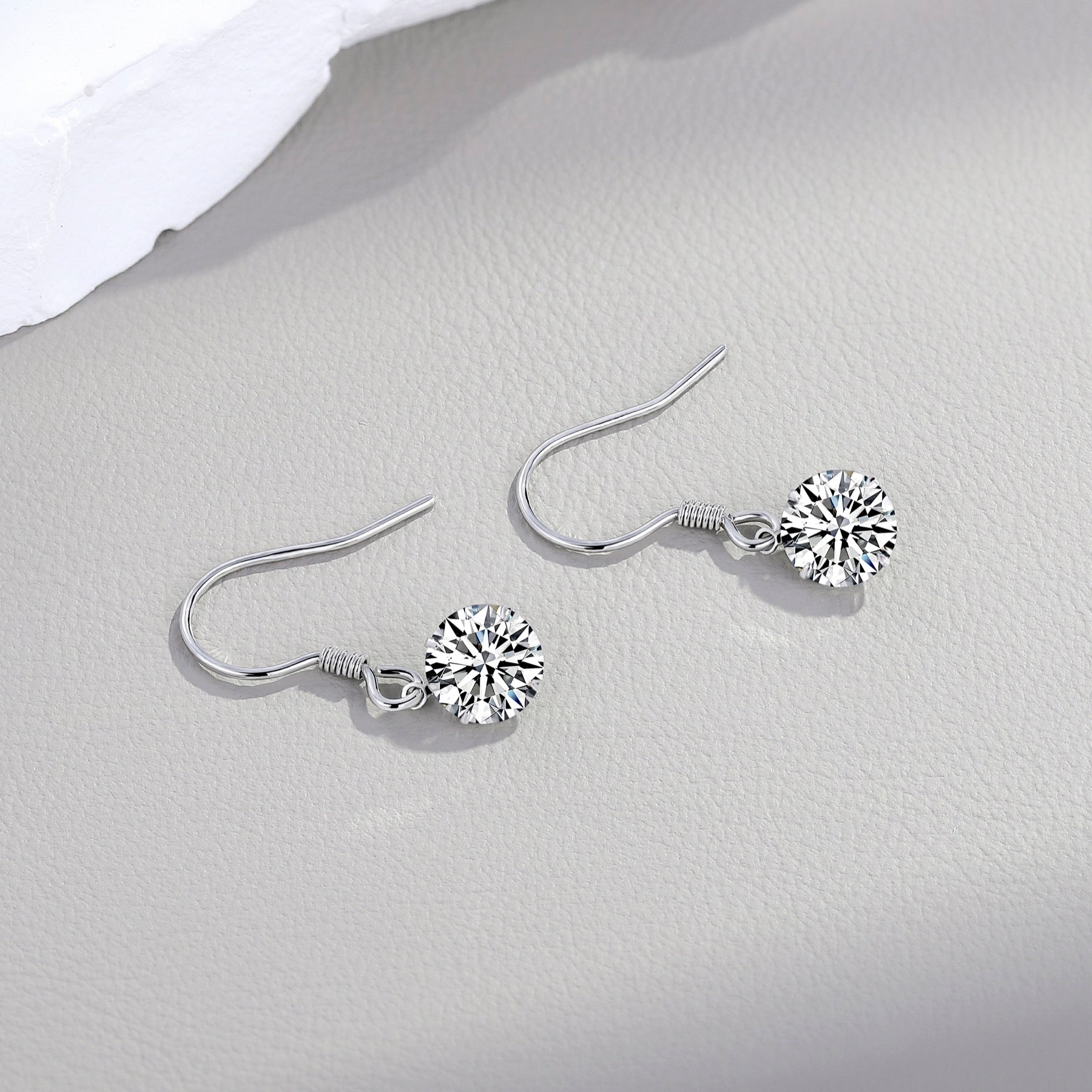 Purely Moissanite Solitaire Drop Earrings in Sterling Silver