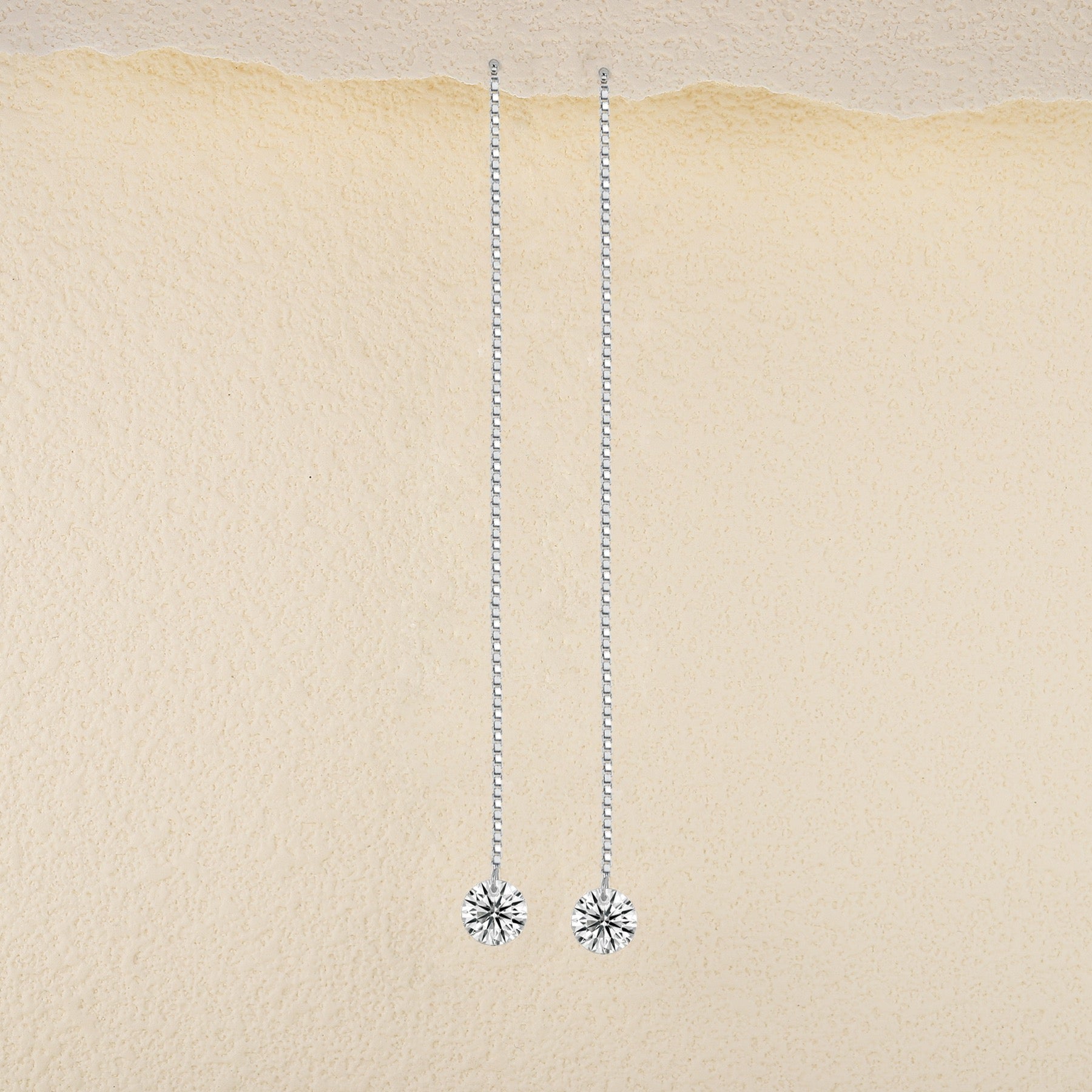 Wave Moissanite Threader Drop Earrings in Sterling Silver
