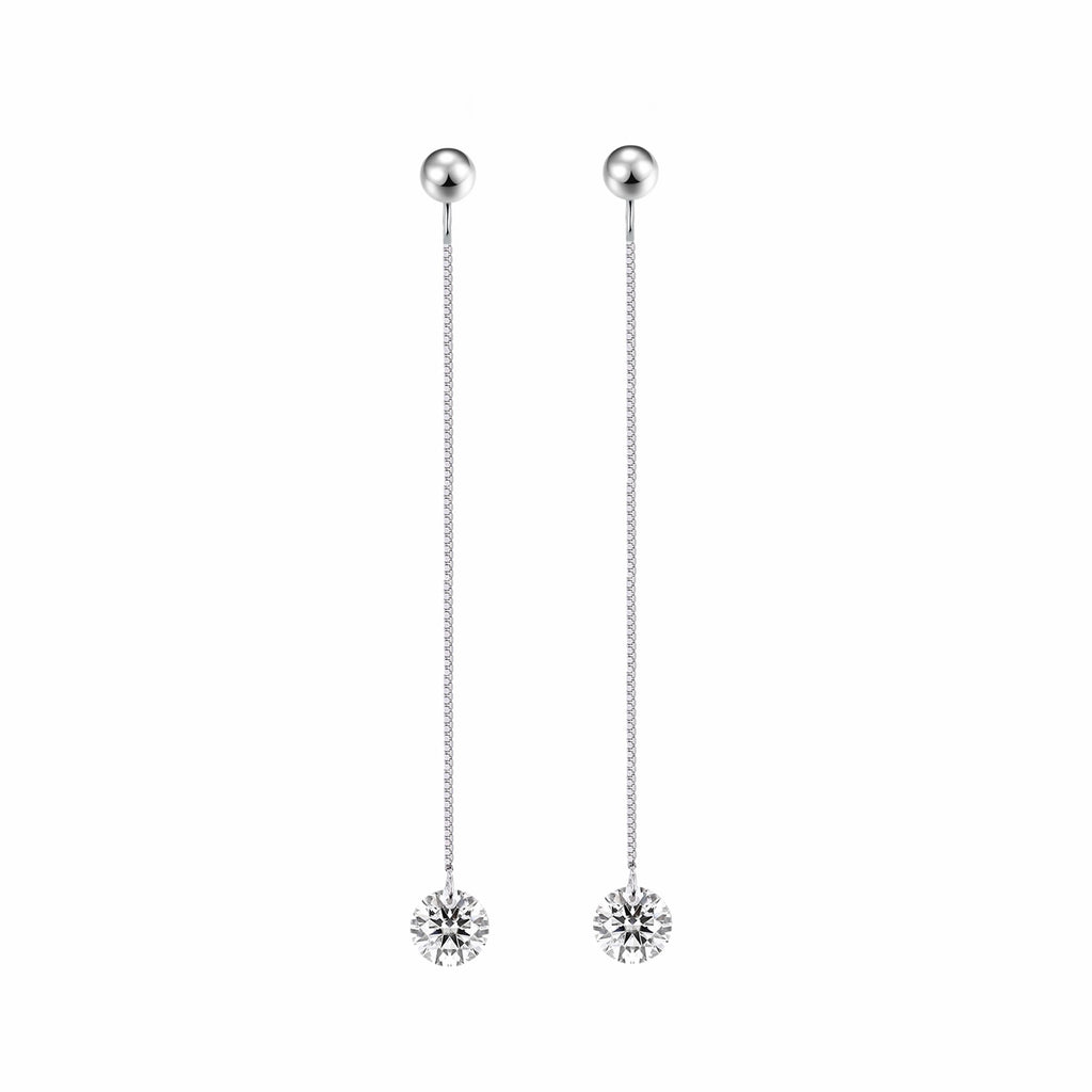 Sinuous Moissanite Threader Drop Earrings in Sterling Silver