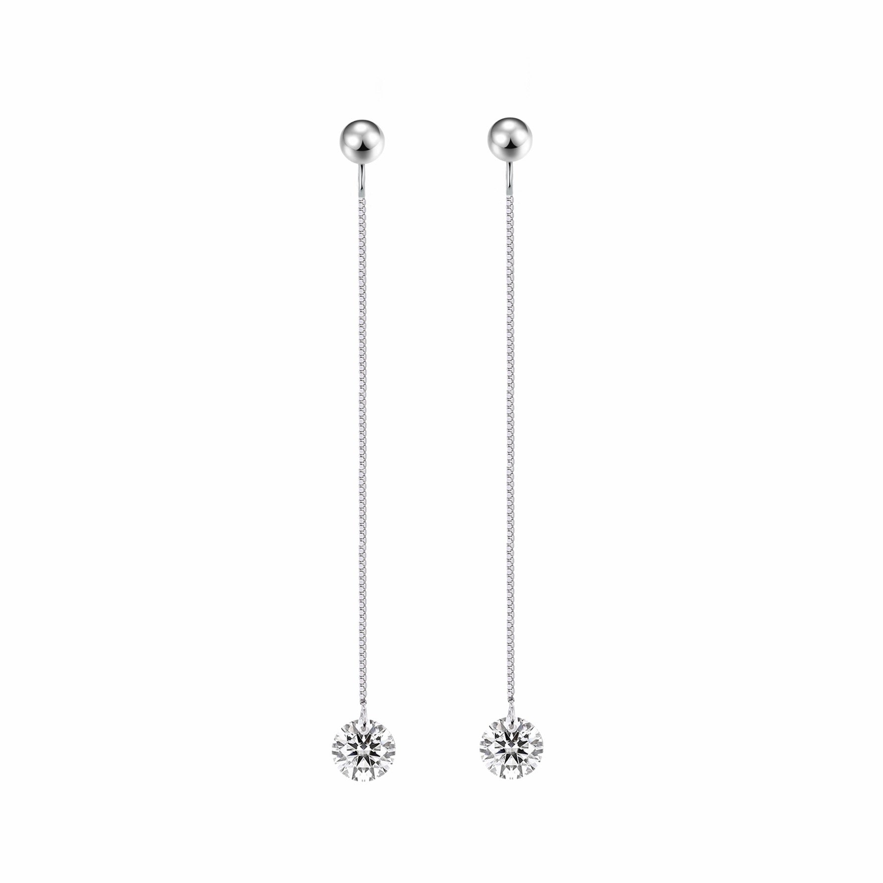 Sinuous Moissanite Threader Drop Earrings in Sterling Silver