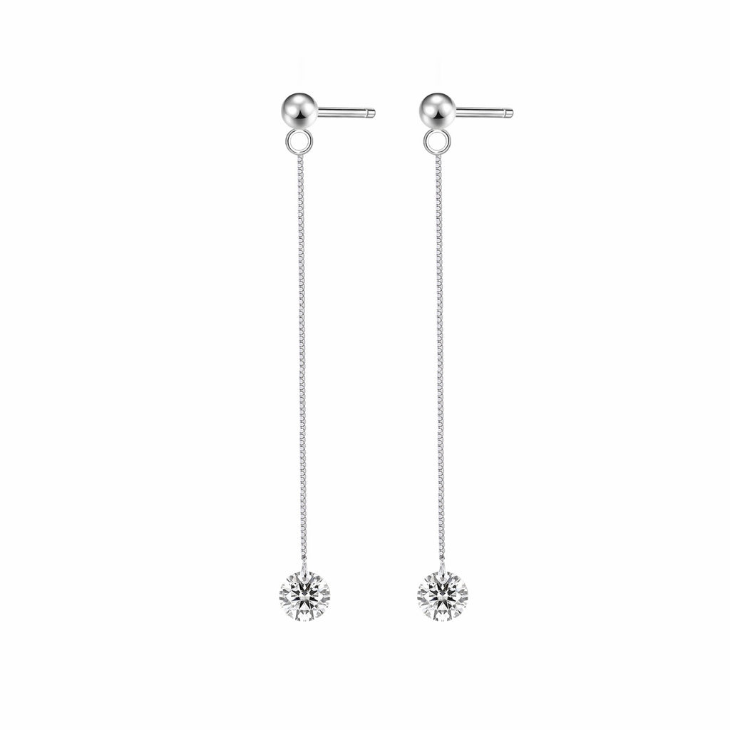 Sinuous Moissanite Threader Drop Earrings in Sterling Silver