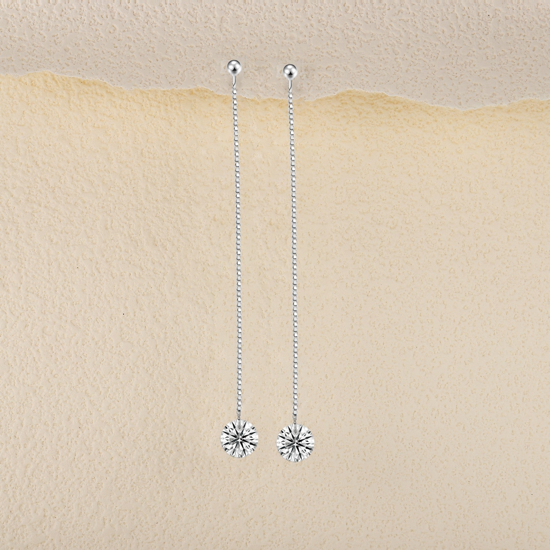Sinuous Moissanite Threader Drop Earrings in Sterling Silver