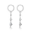 Triplet Moissanite Three-Stone Drop Earrings in Sterling Silver
