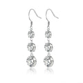 Tiered Moissanite Three-Stone Drop Earrings in Sterling Silver