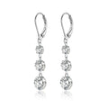 Graduate Moissanite Three-Stone Drop Earrings in Sterling Silver