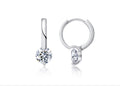 Swing Moissanite Drop Huggie Hoop Earrings in Sterling Silver